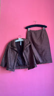 Vintage 1980s Brown Silk Cotton Skirt Suit Set