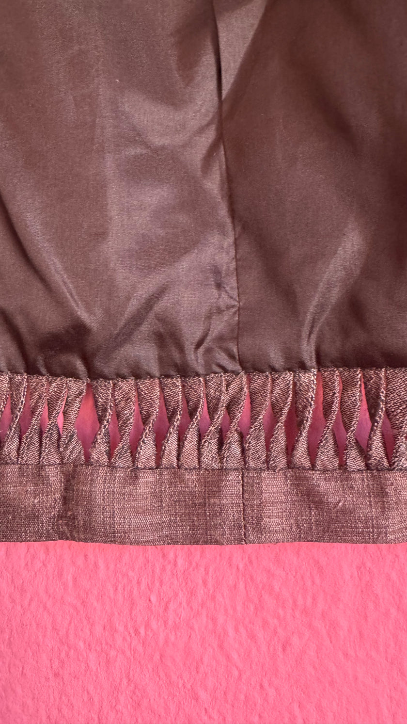 Vintage 1980s Brown Silk Cotton Skirt Suit Set