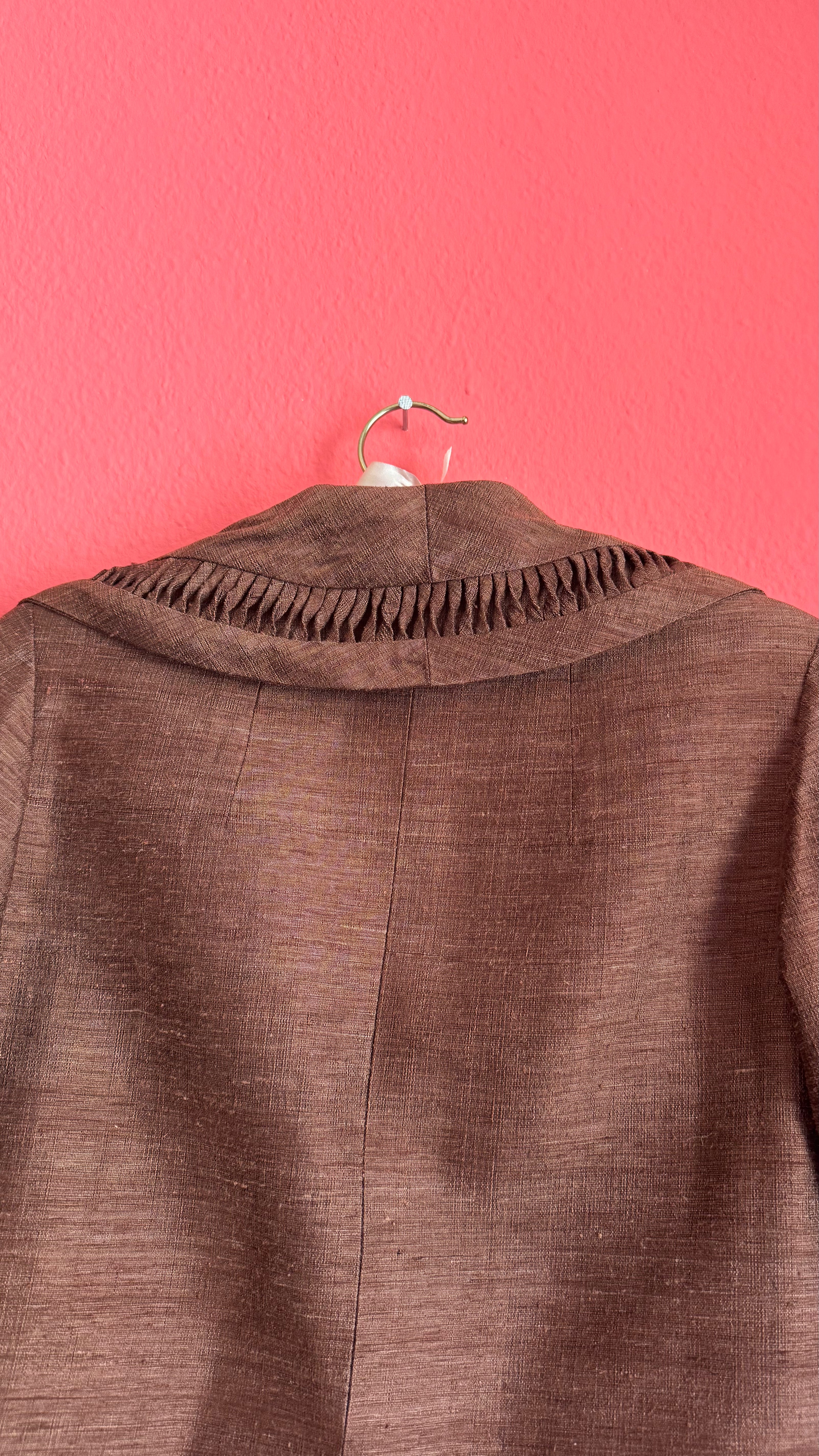 Vintage 1980s Brown Silk Cotton Skirt Suit Set