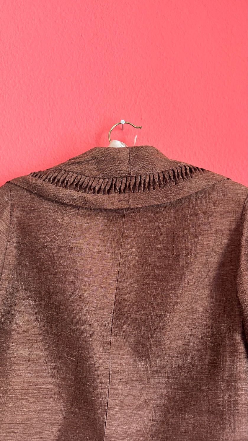 Vintage 1980s Brown Silk Cotton Skirt Suit Set