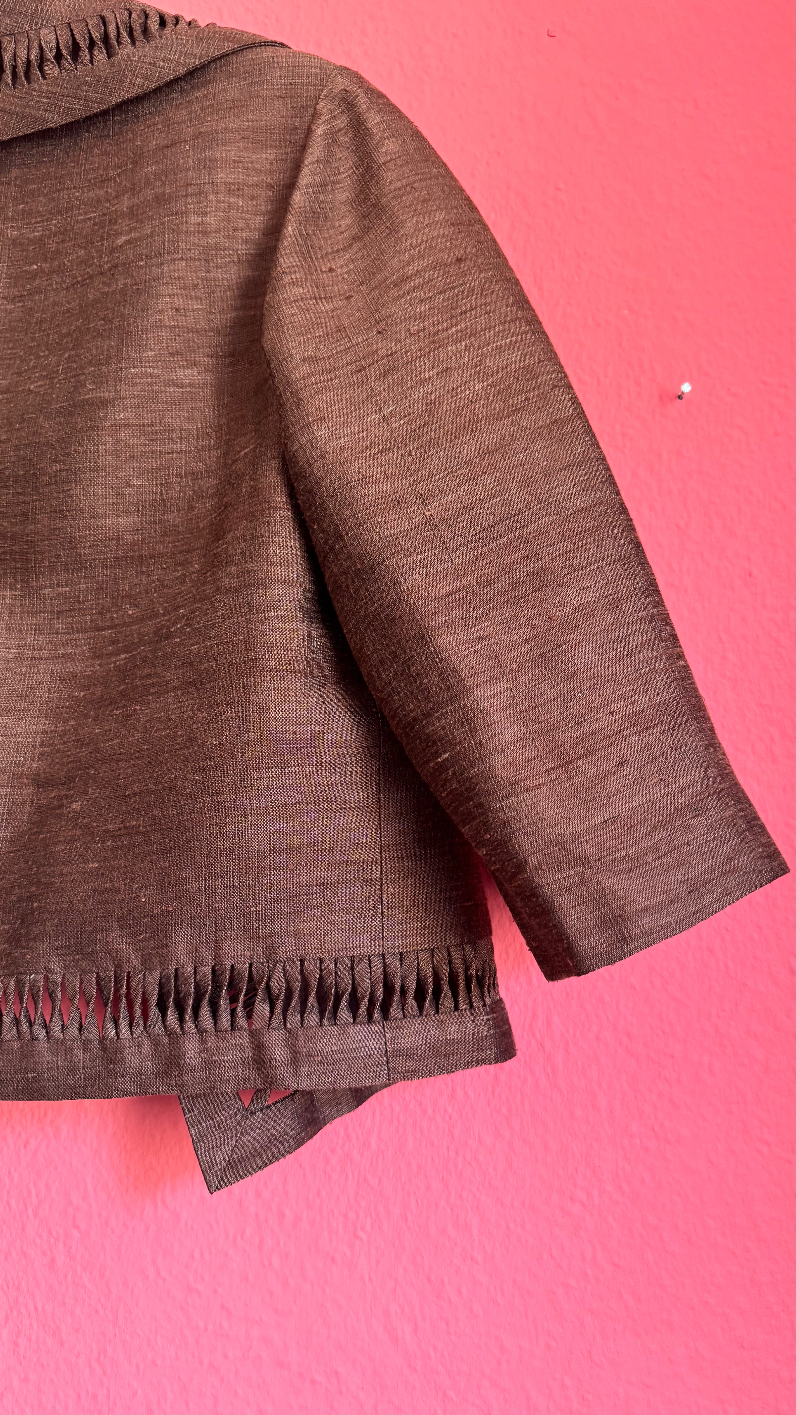 Vintage 1980s Brown Silk Cotton Skirt Suit Set