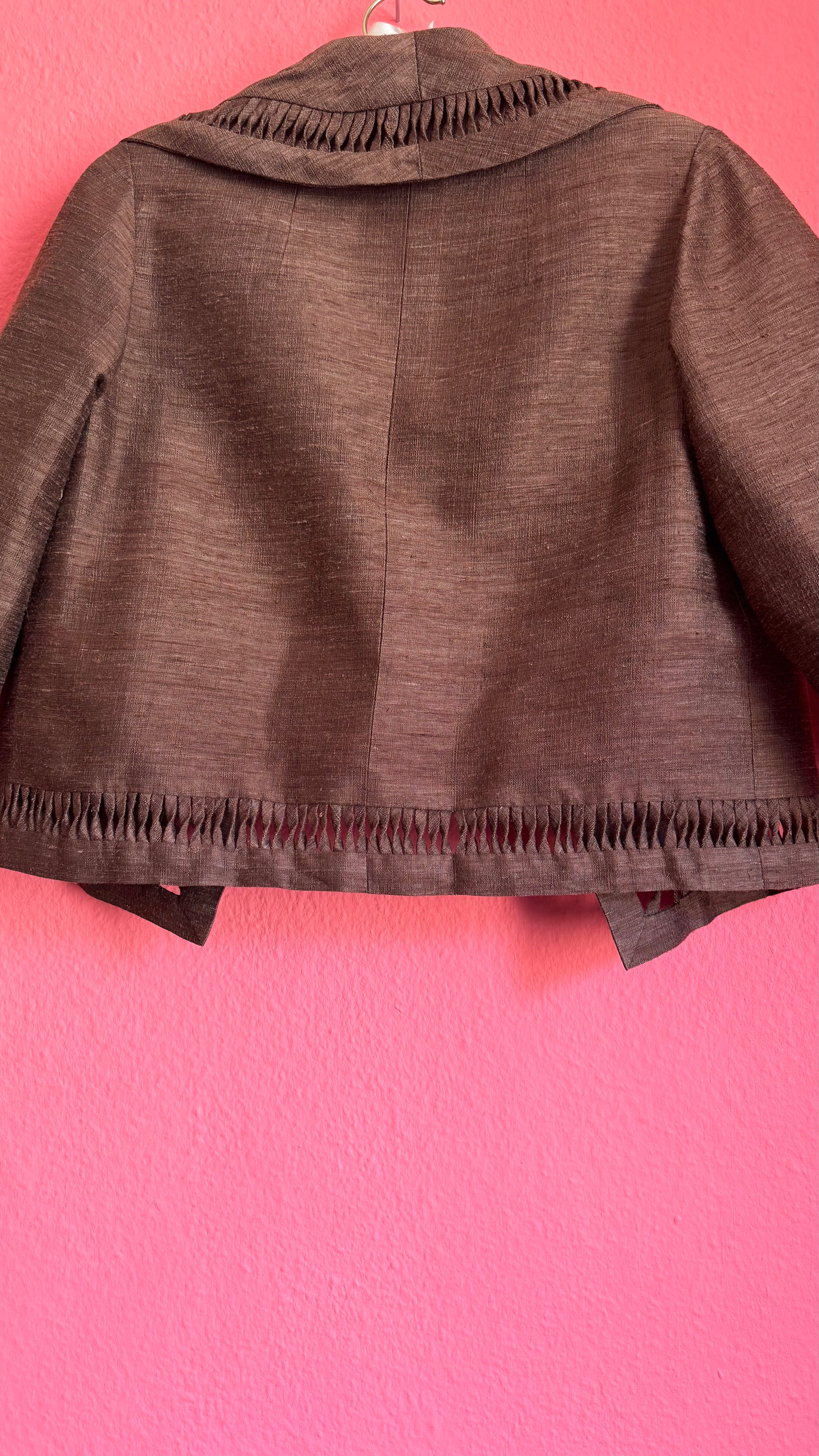 Vintage 1980s Brown Silk Cotton Skirt Suit Set