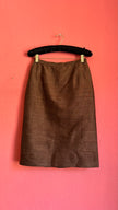 Vintage 1980s Brown Silk Cotton Skirt Suit Set