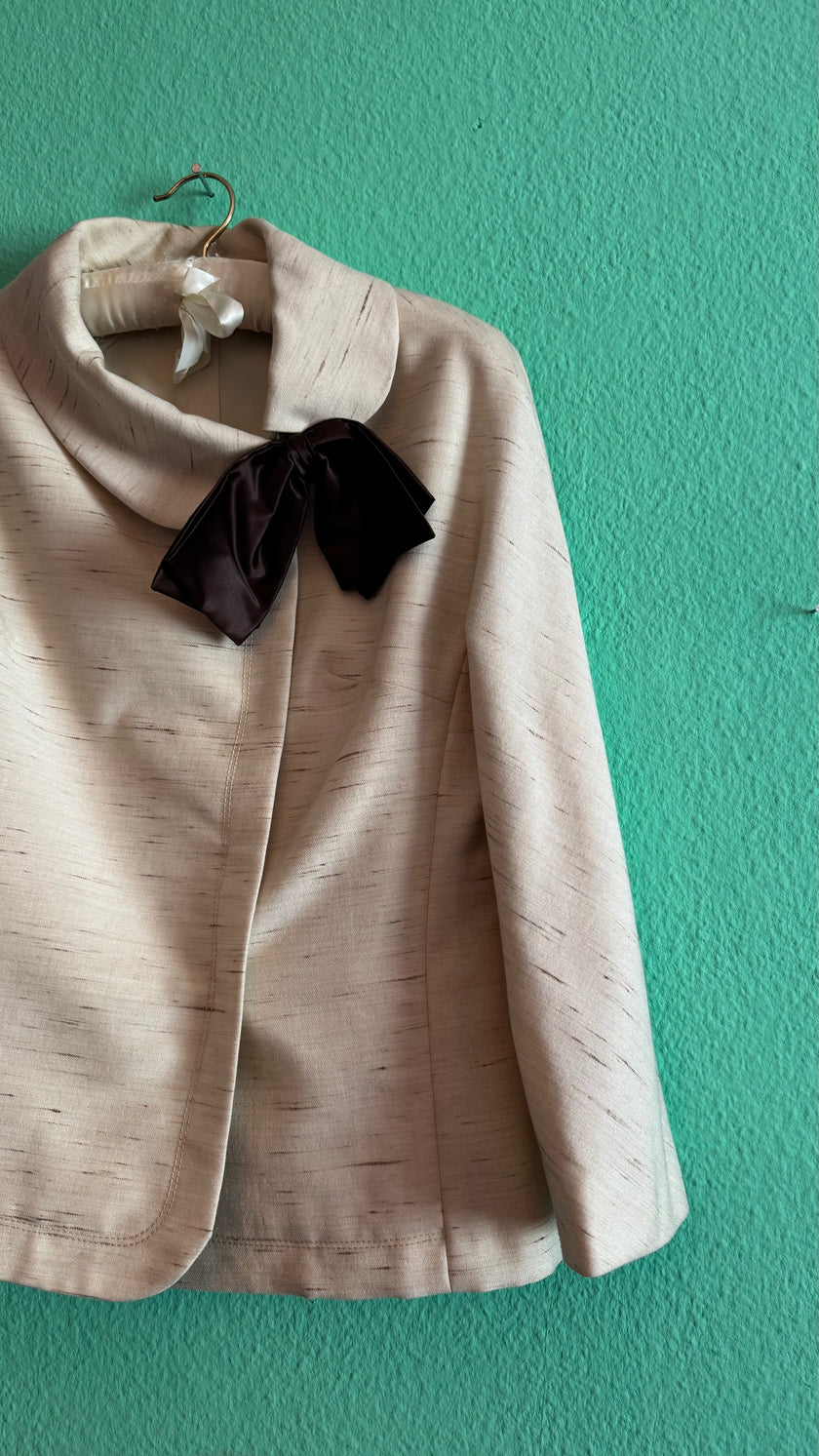 Vintage 1980s Cream Wool Blend Skirt Suit Set By Exquisit + Chic