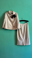Vintage 1980s Cream Wool Blend Skirt Suit Set By Exquisit + Chic