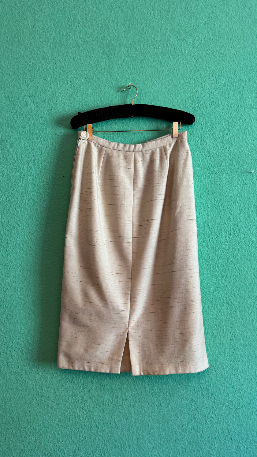 Vintage 1980s Cream Wool Blend Skirt Suit Set By Exquisit + Chic