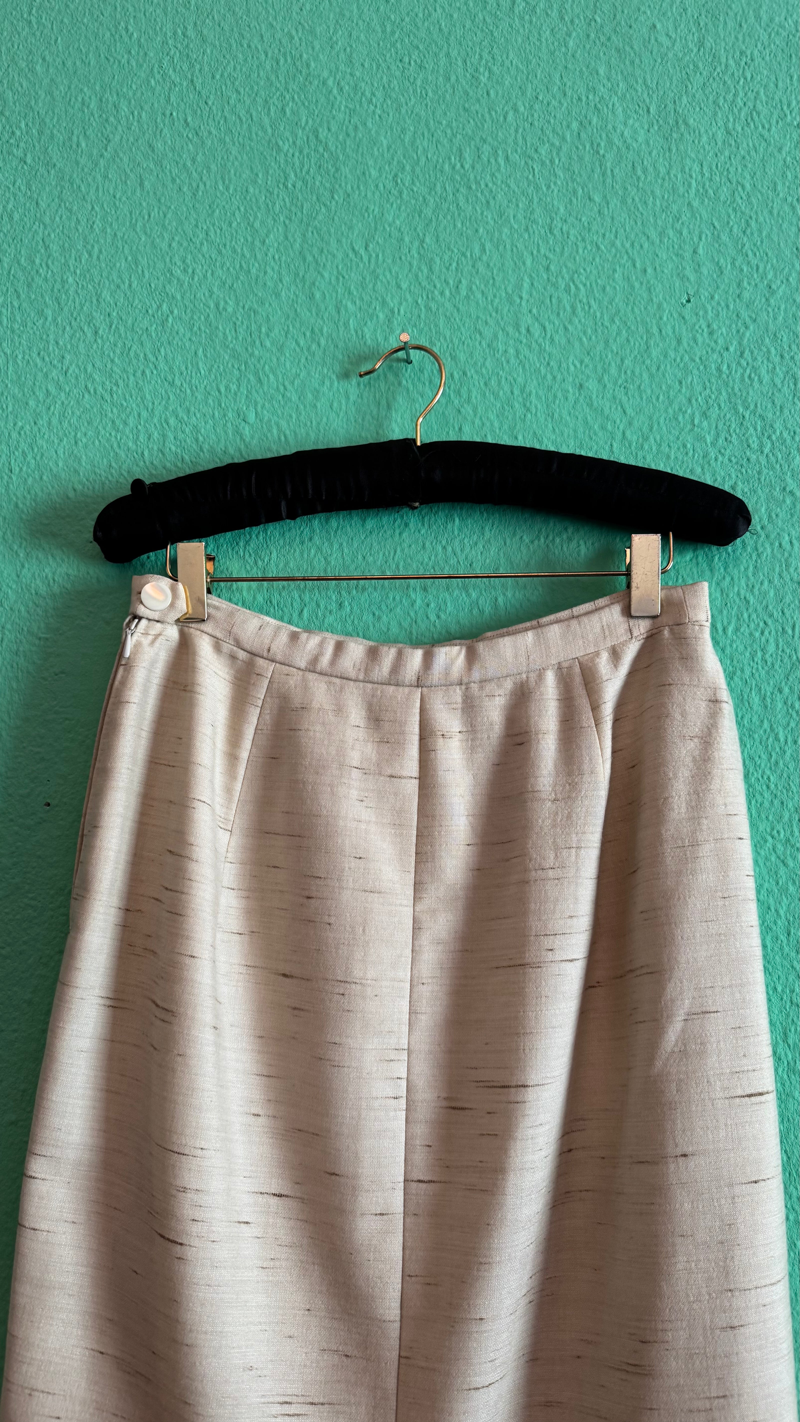 Vintage 1980s Cream Wool Blend Skirt Suit Set By Exquisit + Chic