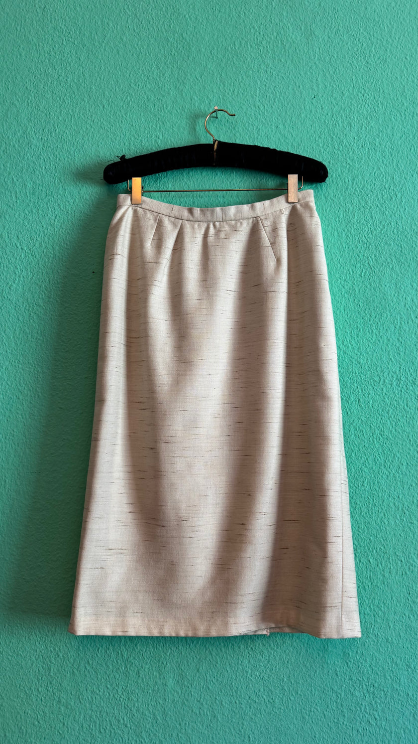 Vintage 1980s Cream Wool Blend Skirt Suit Set By Exquisit + Chic