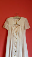 Vintage 1990s Escada Ivory Linen And Silk Button-Front Dress