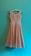 Vintage 1950s Champagne Embroidered Synthetic Occasion Dress