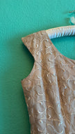 Vintage 1950s Champagne Embroidered Synthetic Occasion Dress