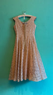 Vintage 1950s Champagne Embroidered Synthetic Occasion Dress