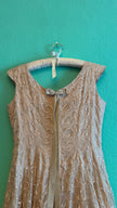 Vintage 1950s Champagne Embroidered Synthetic Occasion Dress