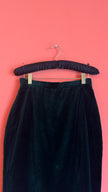 Vintage 1980s Dark Green Velvet Vest And Skirt Set