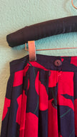 Vintage 1980s Dino Valiano Red Floral Silk Skirt