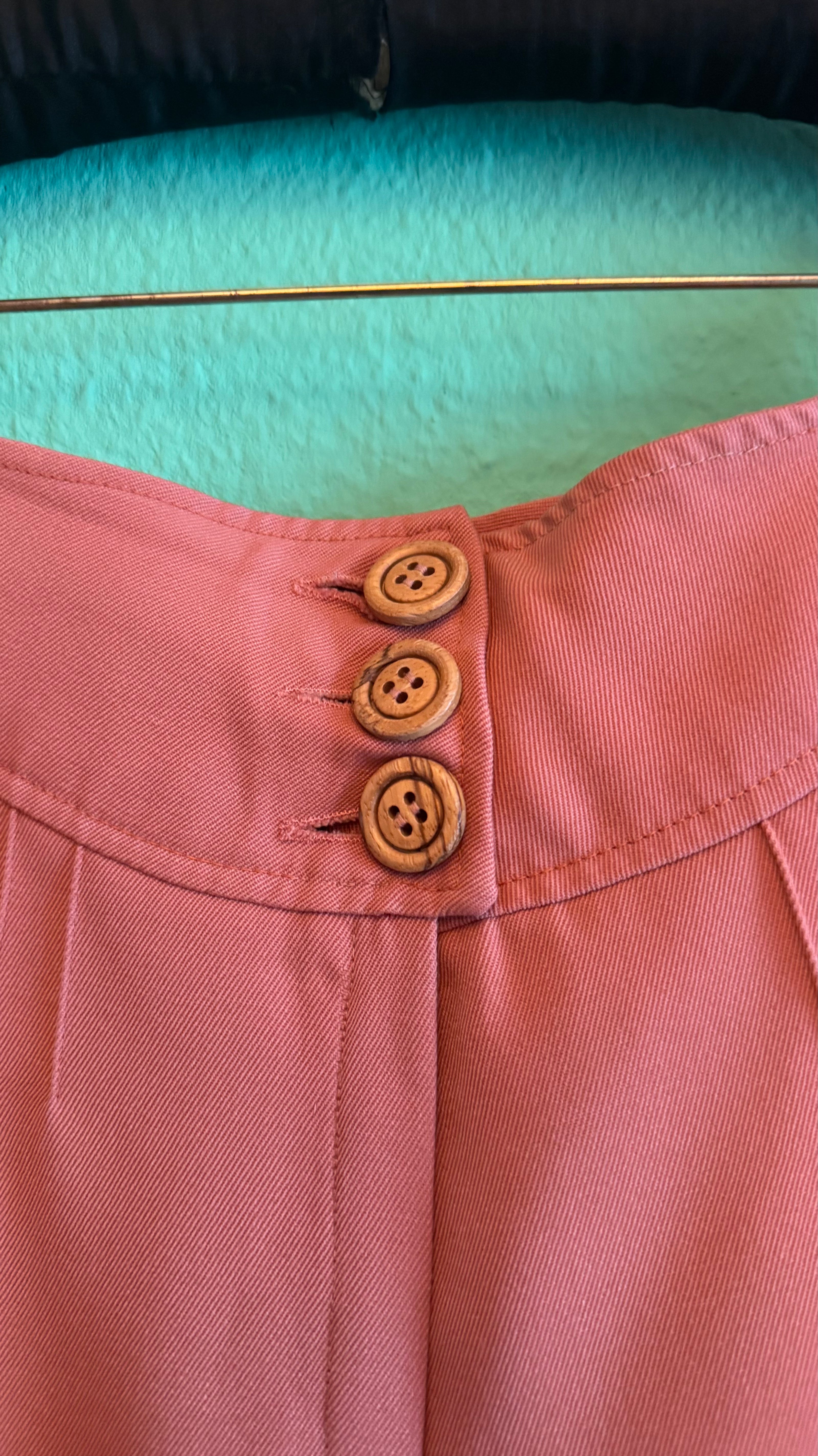 Vintage 1970s Diolen Pink Wool Blend Flared Trousers