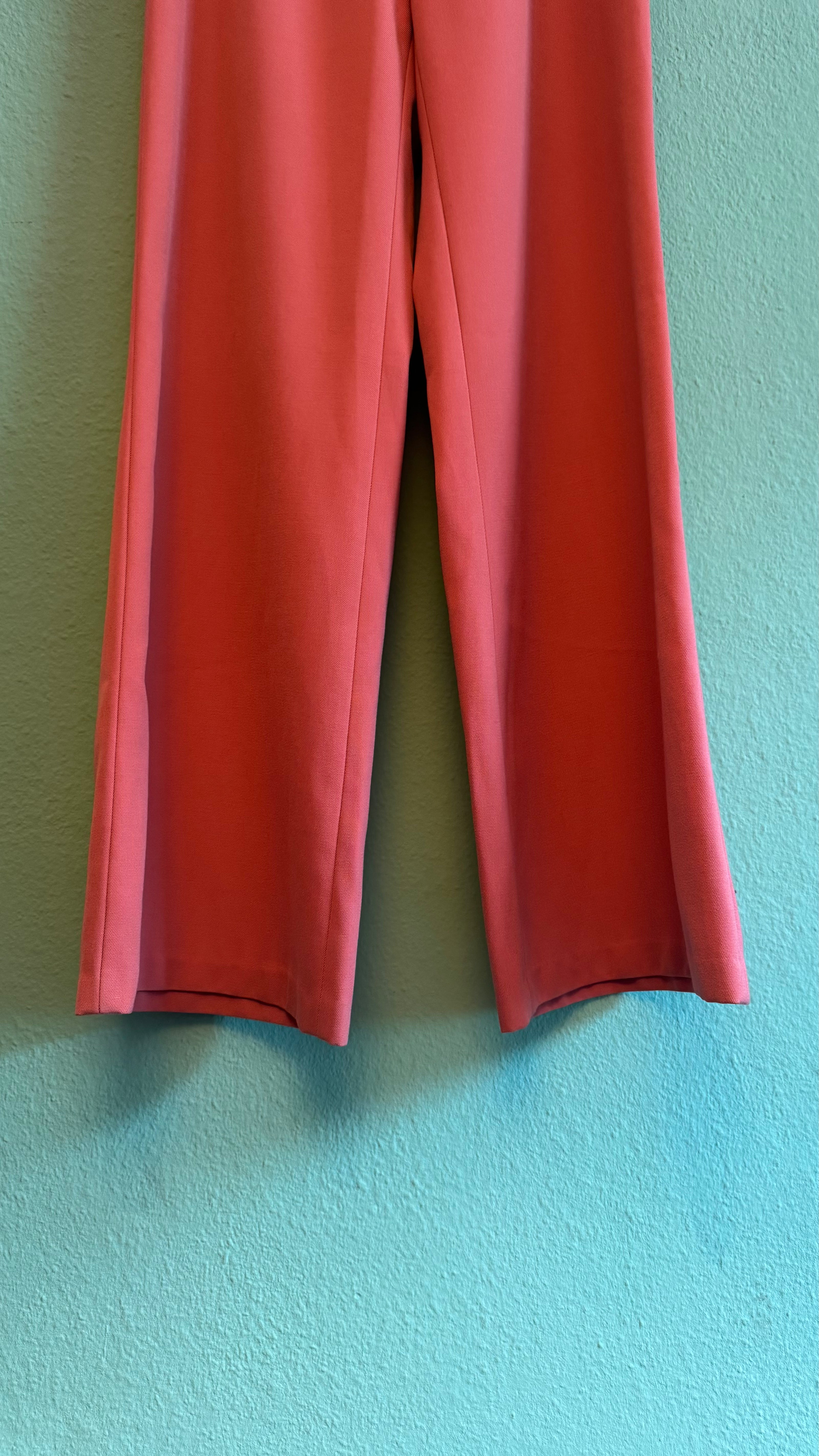 Vintage 1970s Diolen Pink Wool Blend Flared Trousers