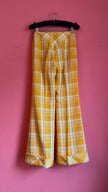 Vintage 1970s Yellow Plaid Wide-Leg Trousers