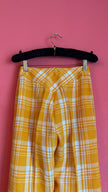 Vintage 1970s Yellow Plaid Wide-Leg Trousers