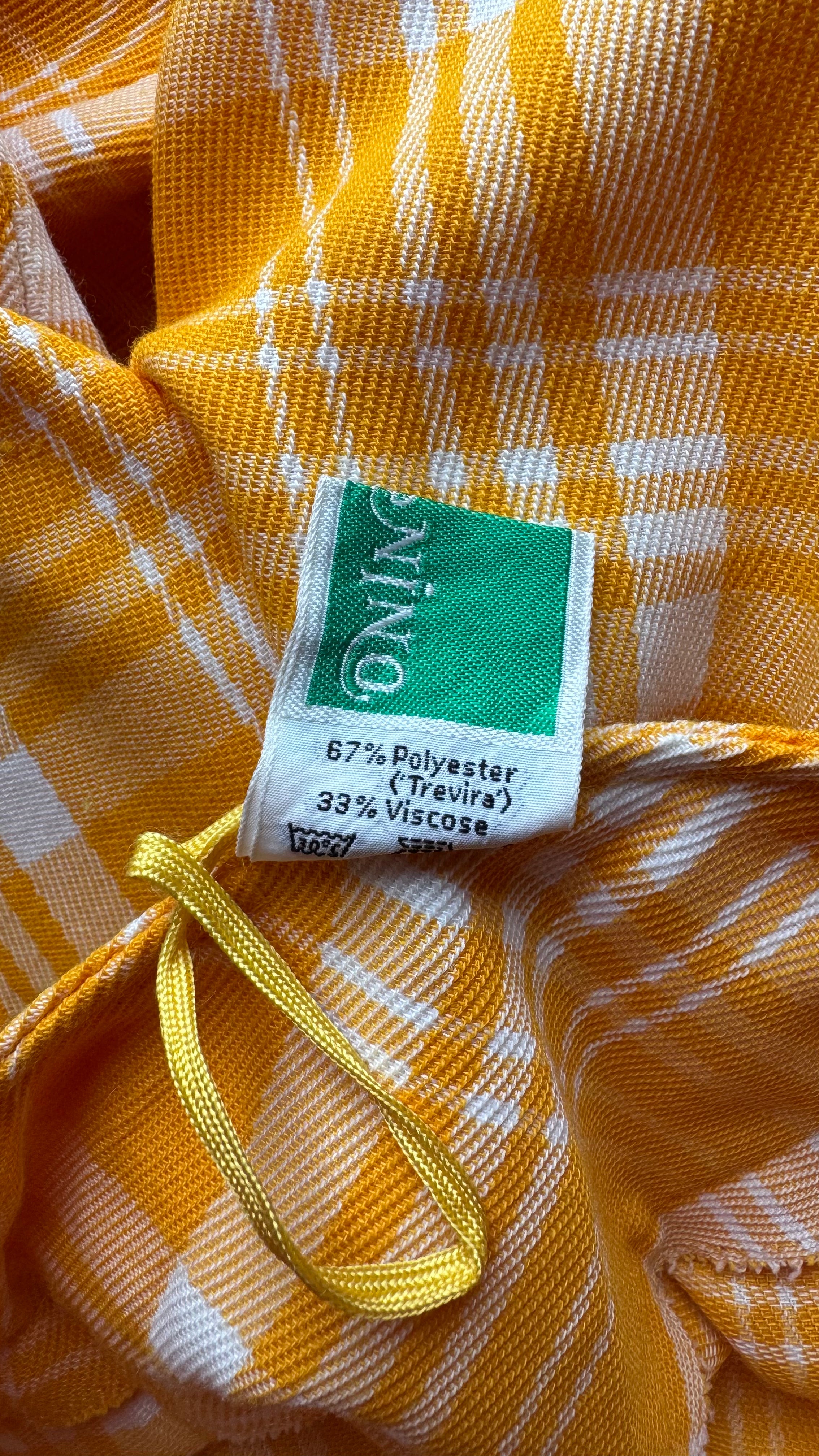 Vintage 1970s Yellow Plaid Wide-Leg Trousers