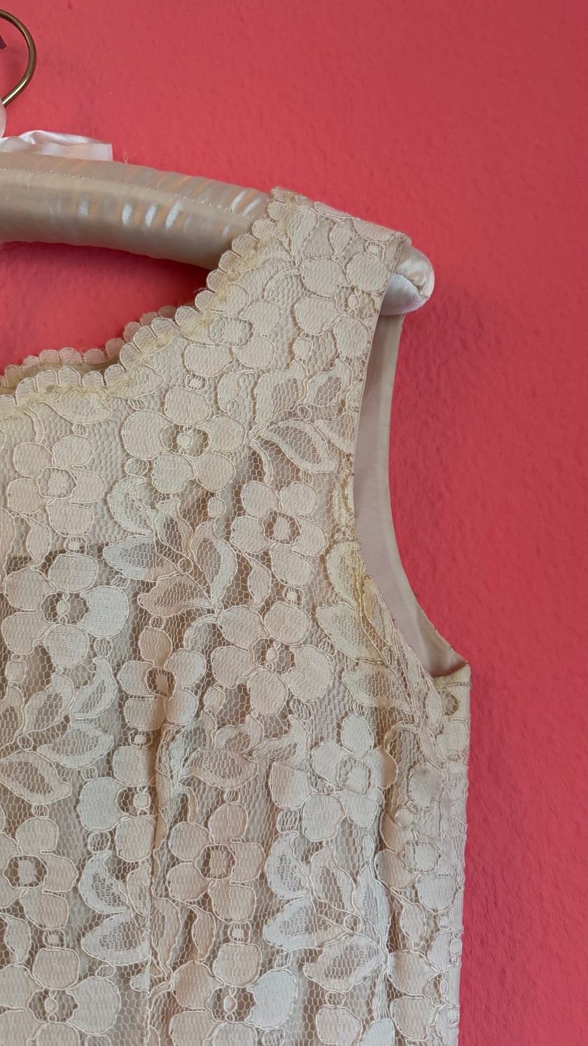Vintage 1980s Hettlage München Ivory Lace Shift Dress