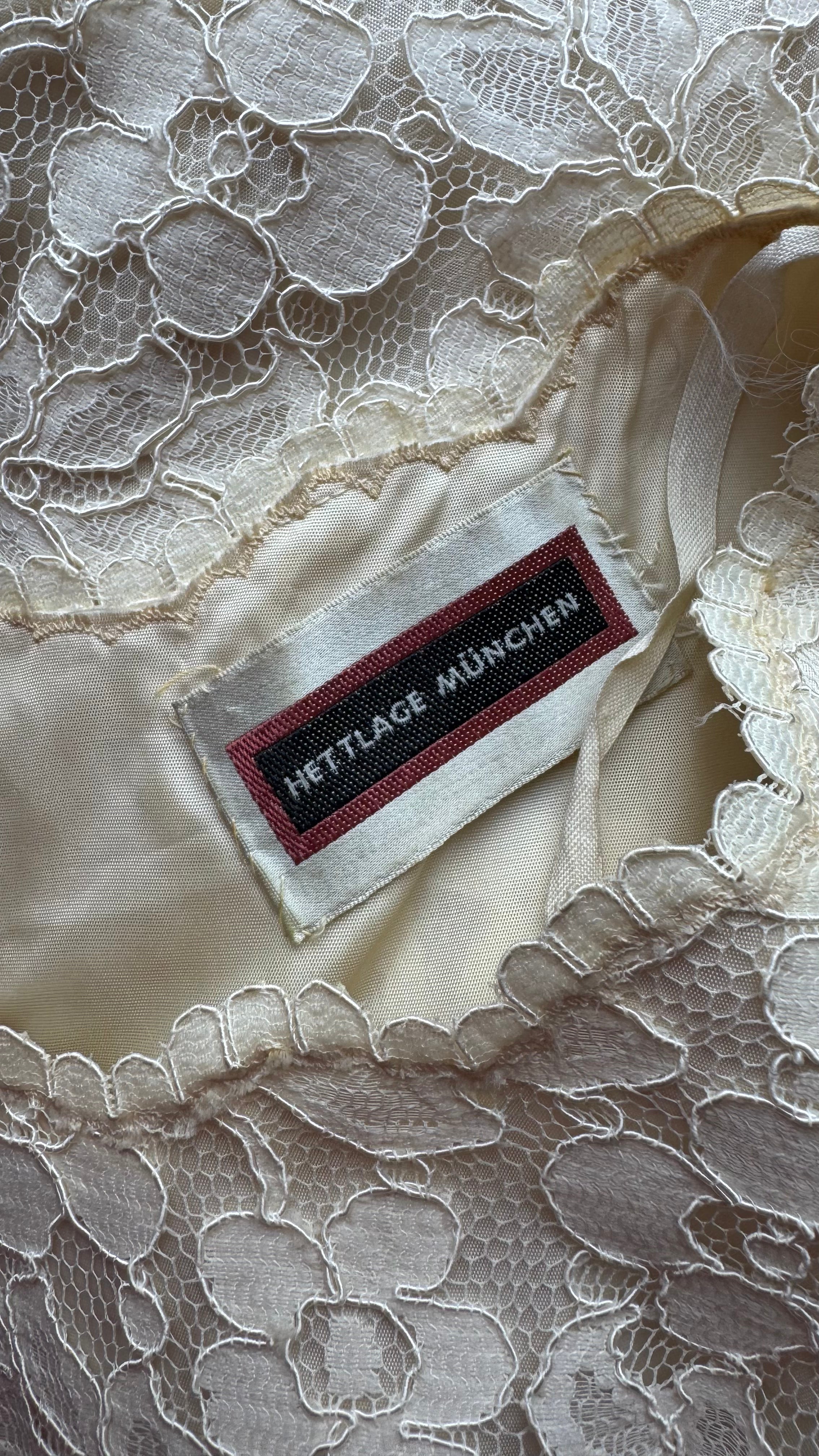 Vintage 1980s Hettlage München Ivory Lace Shift Dress