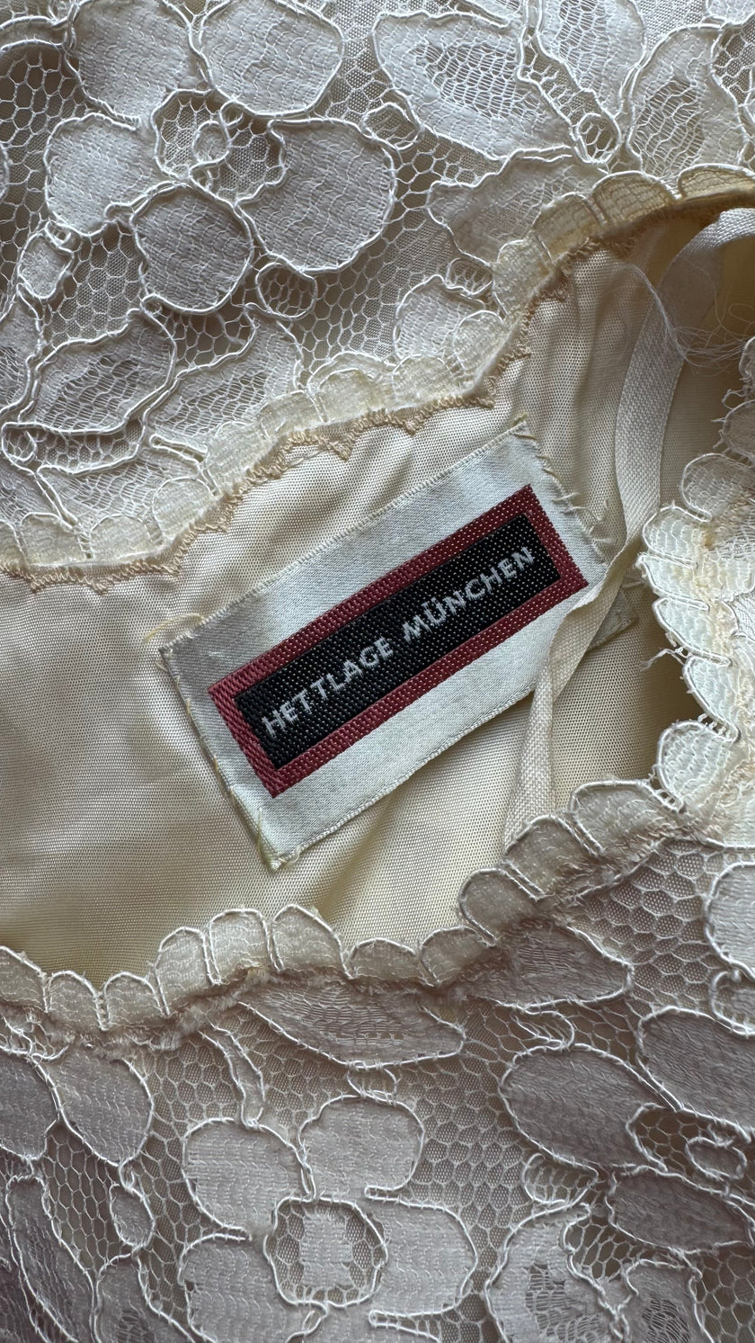 Vintage 1980s Hettlage München Ivory Lace Shift Dress