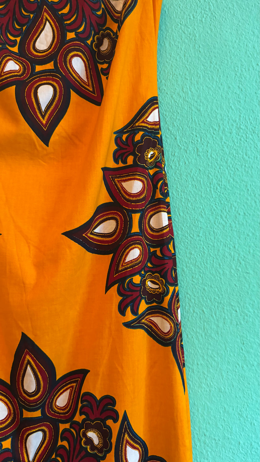 Vintage 1970s R-Mode Orange Cotton Maxi Dress