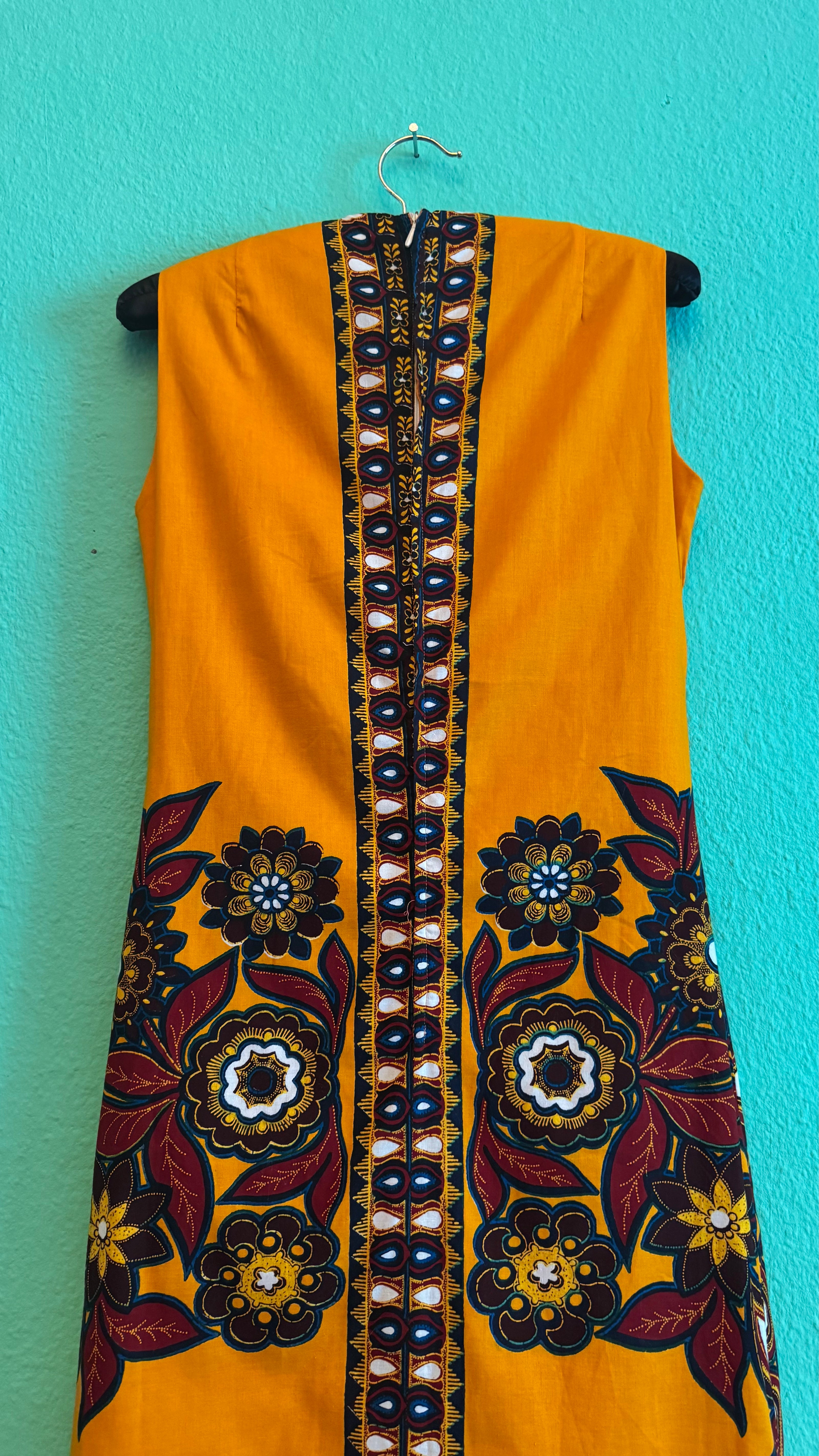 Vintage 1970s R-Mode Orange Cotton Maxi Dress