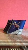 Vintage Chinese Lotus Shoes With Blue Silk Embroidery