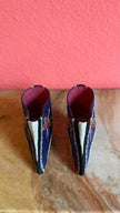 Vintage Chinese Lotus Shoes With Blue Silk Embroidery