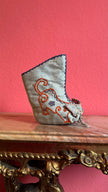 Vintage Chinese Lotus Shoes With Pale Blue Embroidery