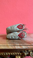 Vintage Chinese Lotus Shoes With Pale Blue Embroidery