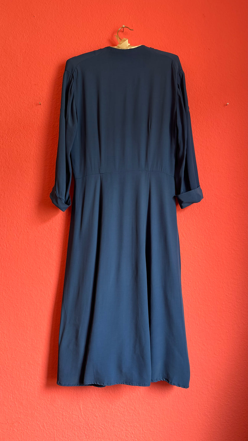 Vintage 1940s Navy Rayon Dress By Original Wiesinger Augsburg