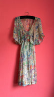 Vintage 1970s Sheer Silk Floral Dress