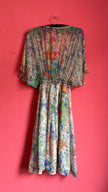 Vintage 1970s Sheer Silk Floral Dress