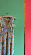 Vintage 1970s Pastel Floral Synthetic Dressing Gown