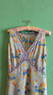 Vintage 1970s Pastel Floral Synthetic Dressing Gown