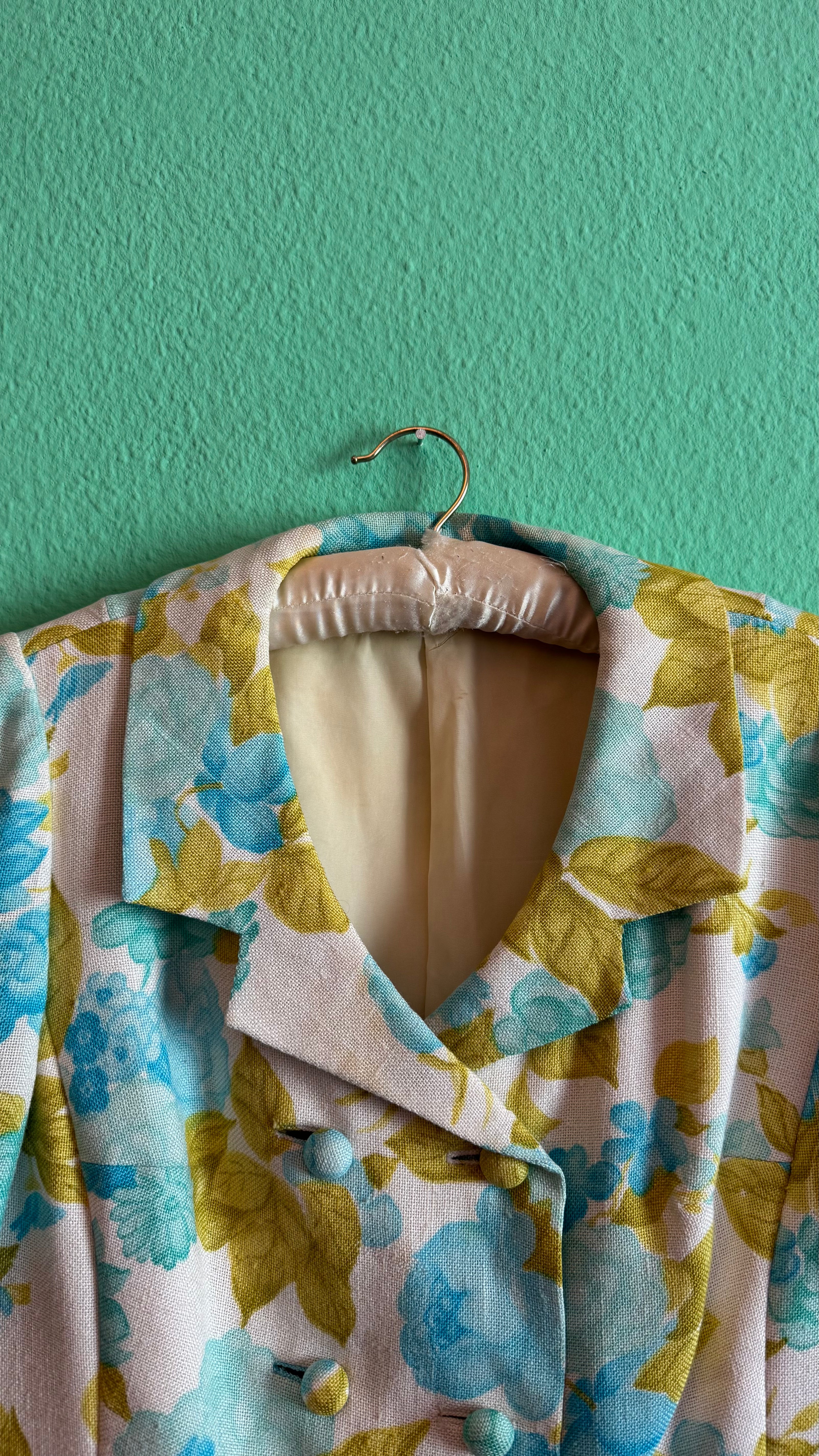Vintage 1960s Cotton Mix Floral Cropped Jacket