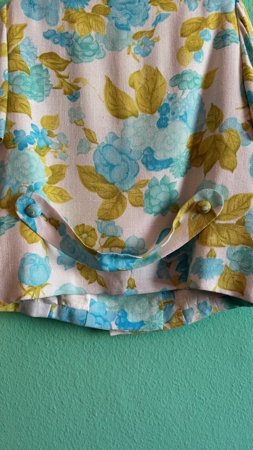 Vintage 1960s Cotton Mix Floral Cropped Jacket