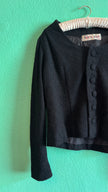 Vintage Estimated 1950s Black Wool Mix Jacket By Marcel Blanc Paris