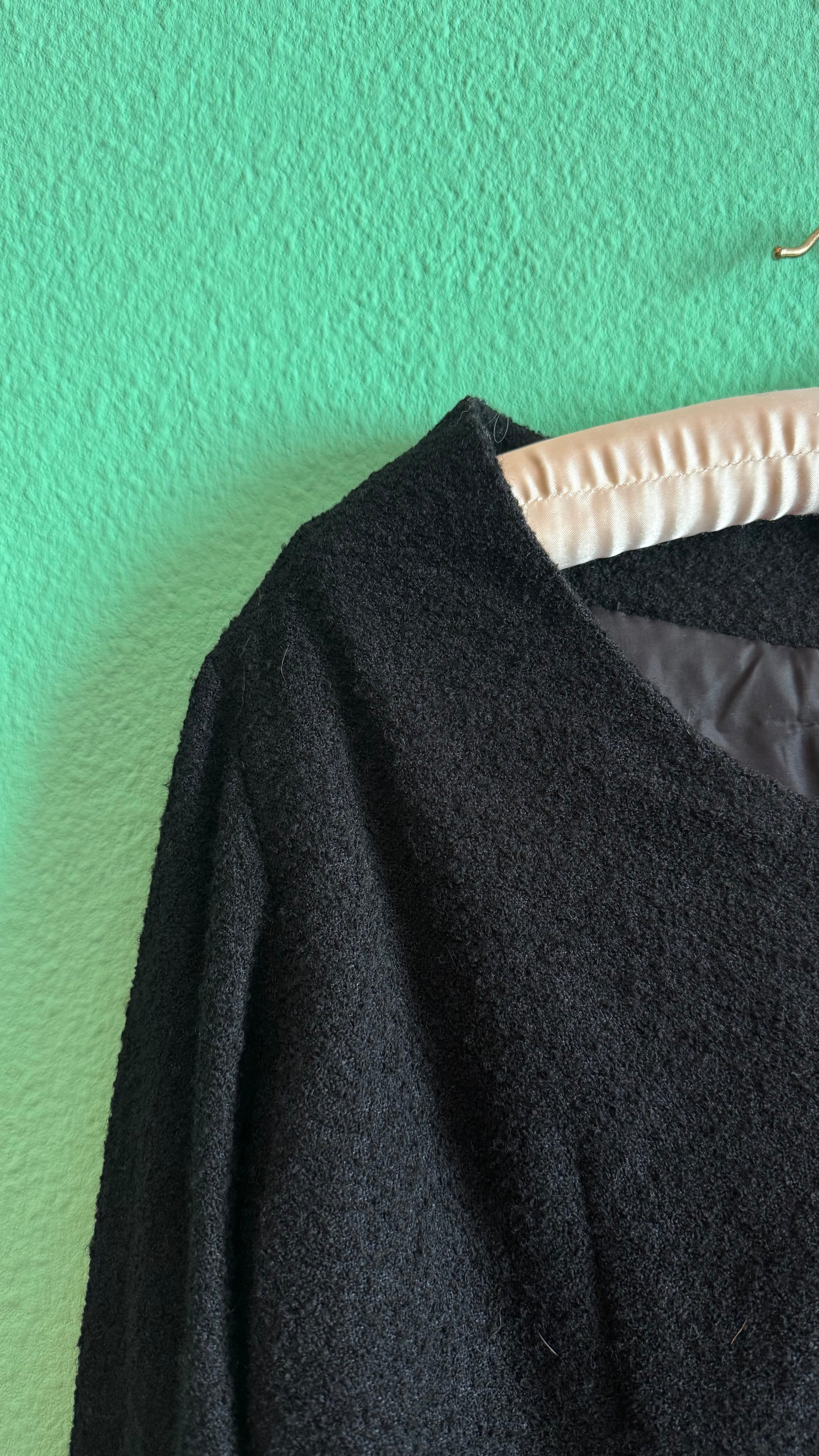Vintage Estimated 1950s Black Wool Mix Jacket By Marcel Blanc Paris