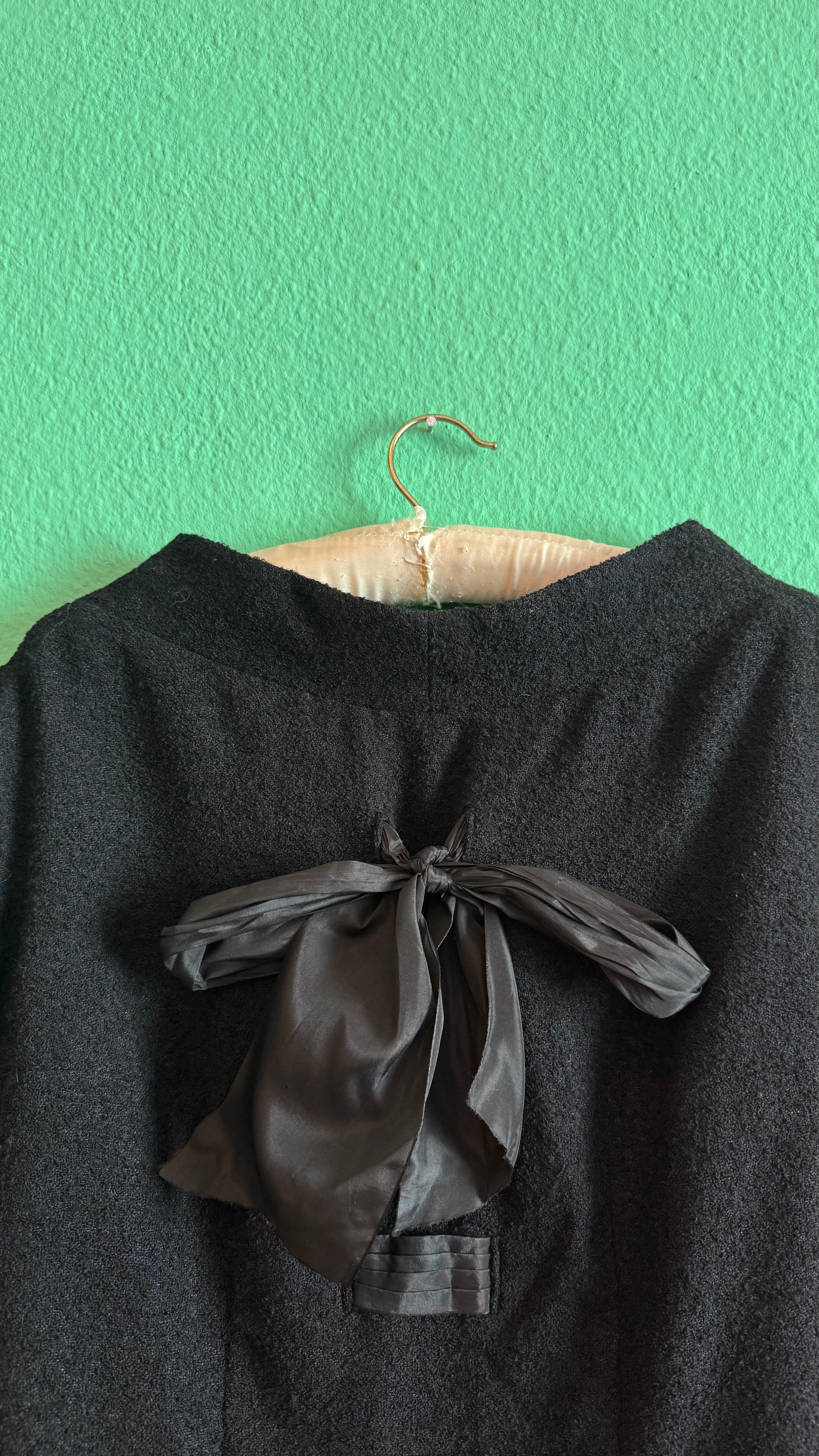 Vintage Estimated 1950s Black Wool Mix Jacket By Marcel Blanc Paris
