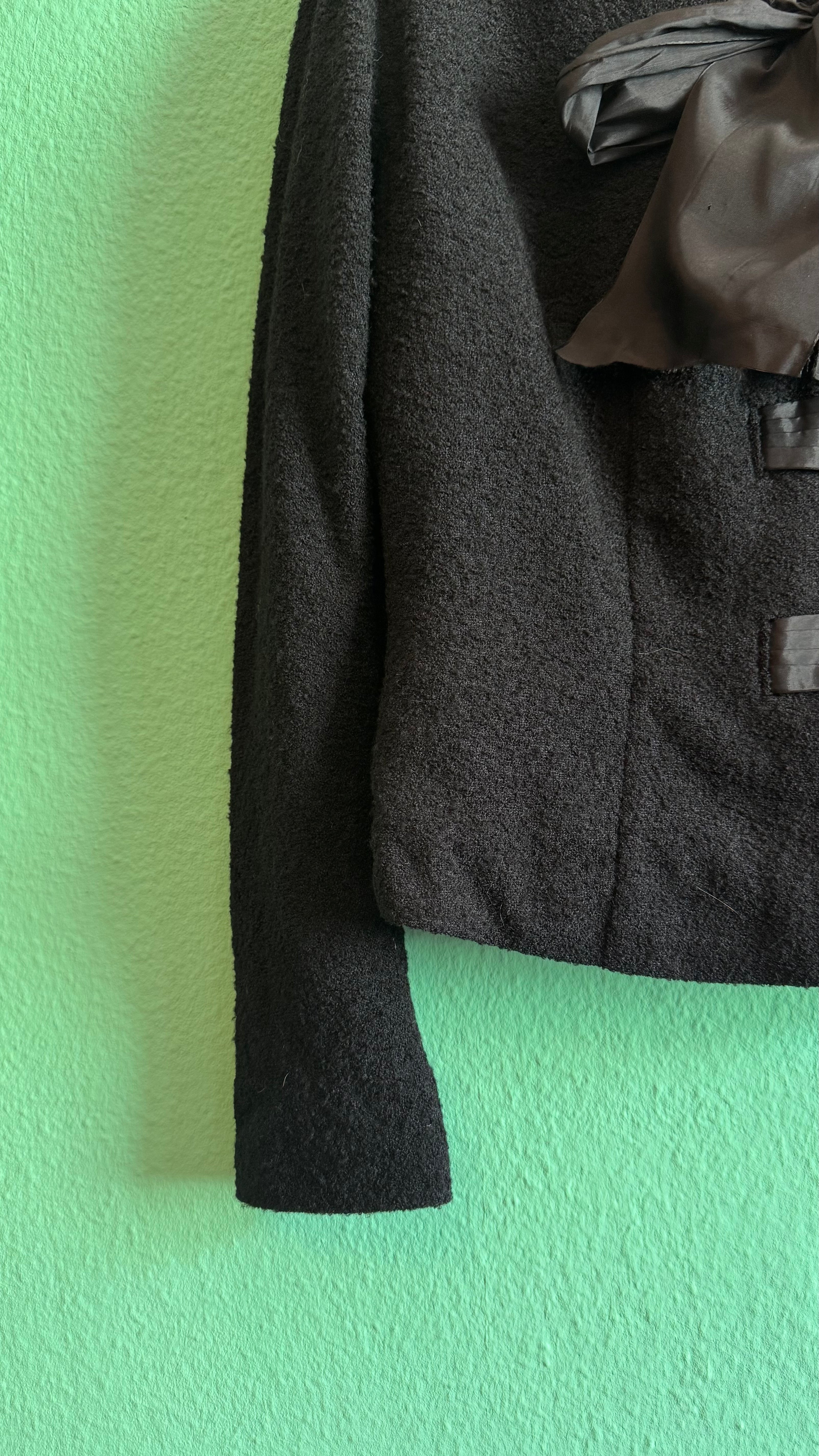 Vintage Estimated 1950s Black Wool Mix Jacket By Marcel Blanc Paris