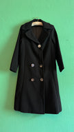 Vintage 1960s Black Cotton Mix Coat
