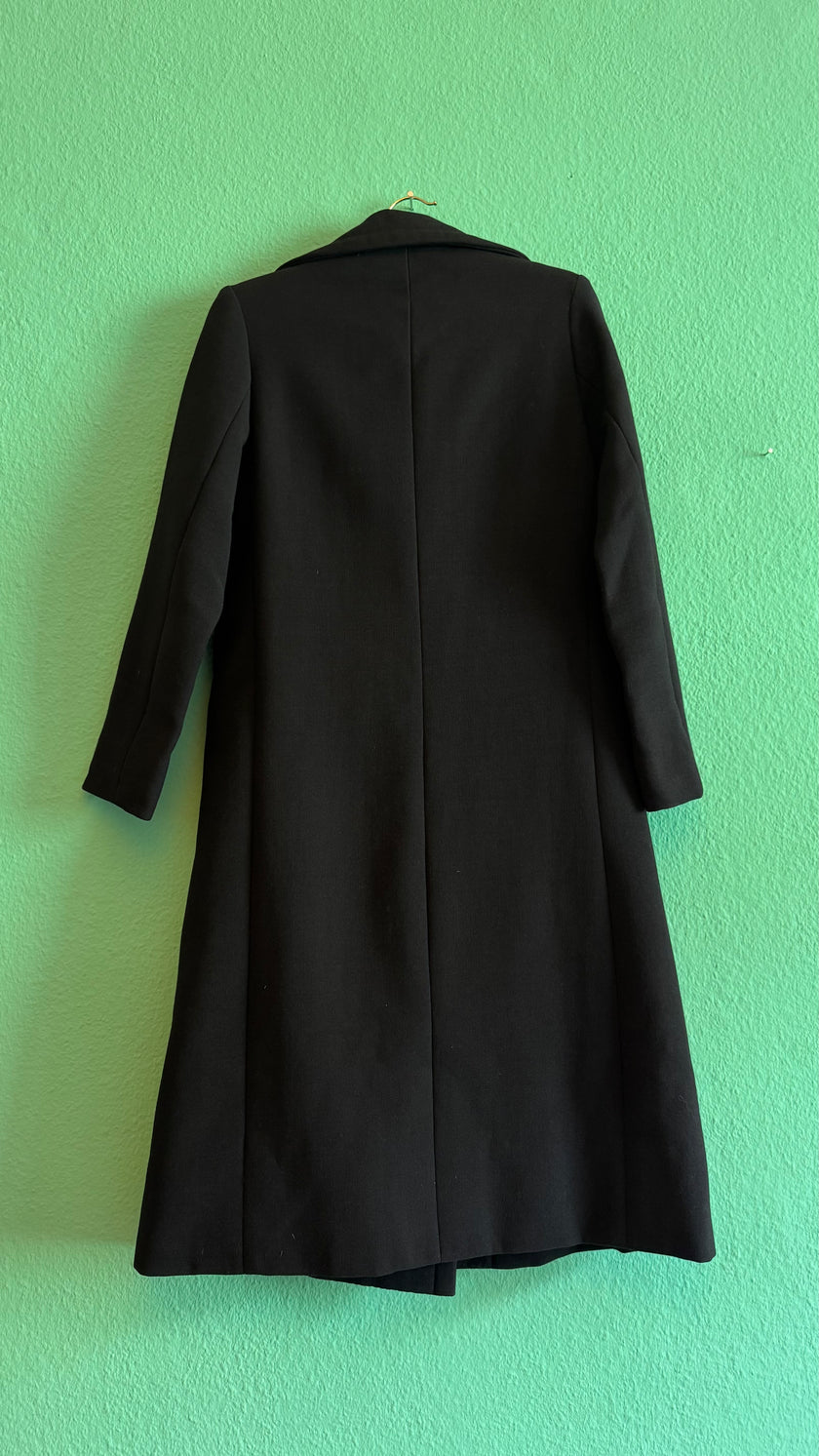 Vintage 1960s Black Cotton Mix Coat