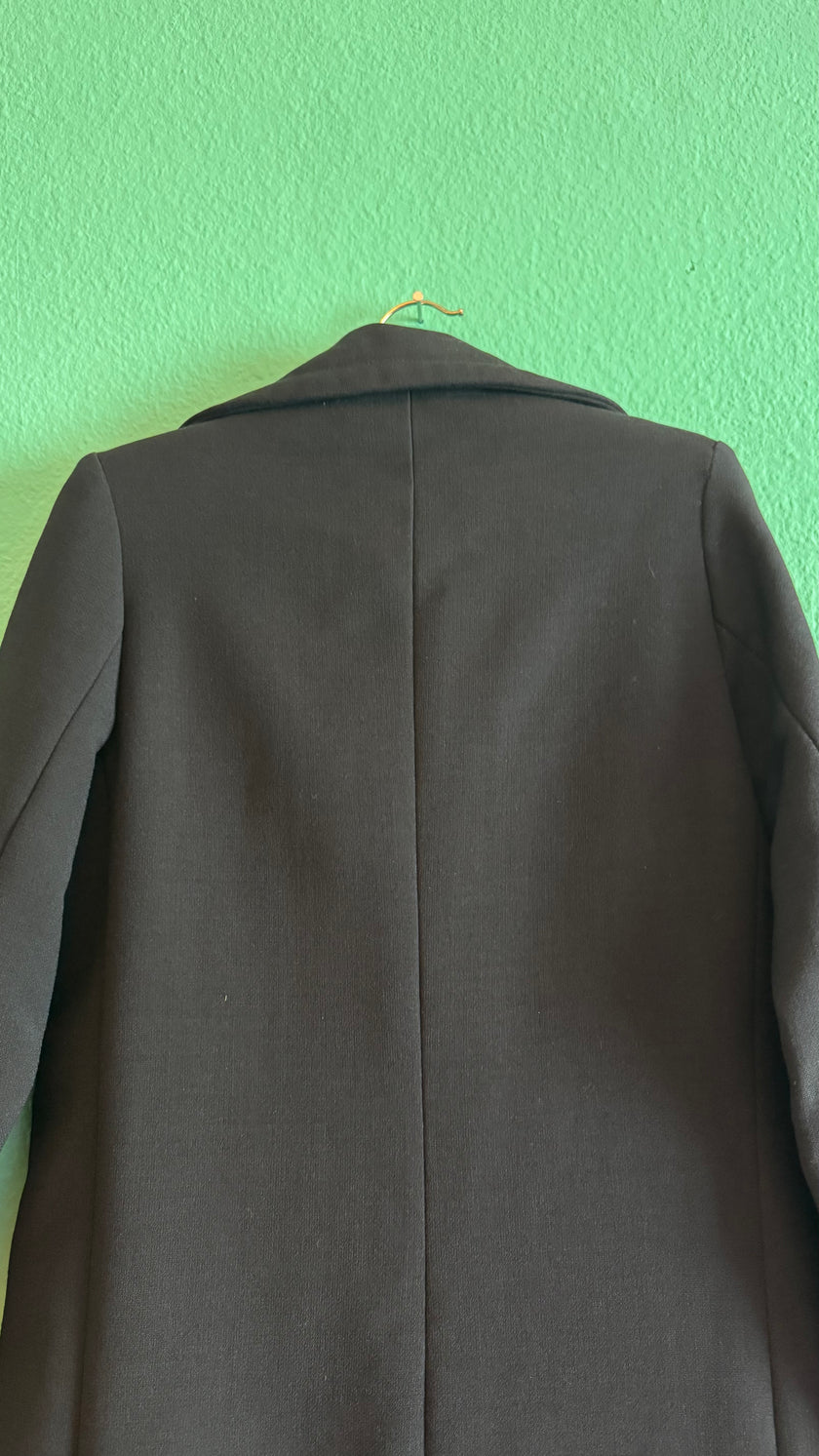 Vintage 1960s Black Cotton Mix Coat