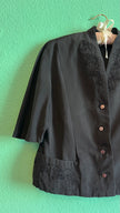 Vintage Estimated 1980s Black Beaded Synthetic Jacket