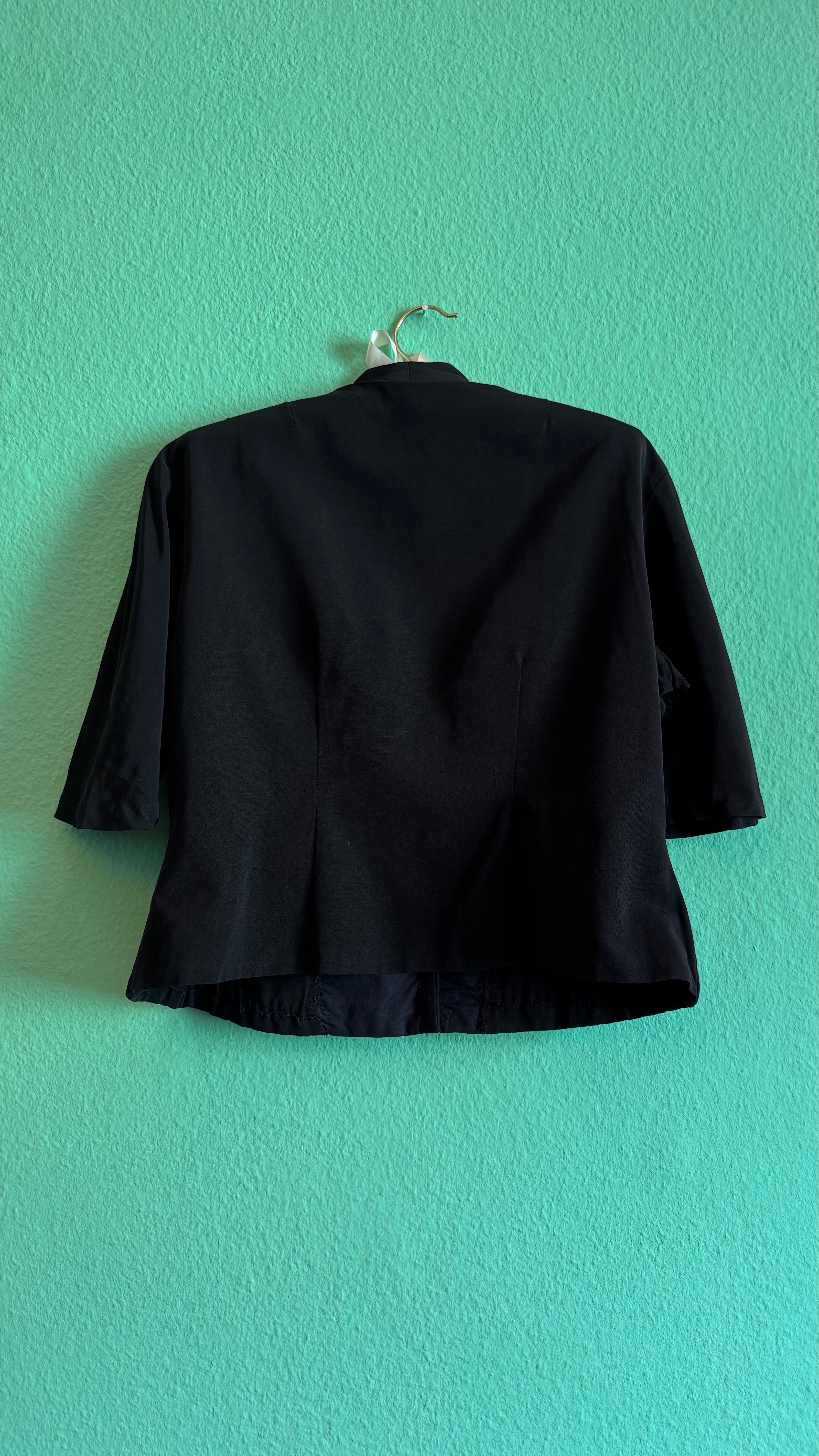 Vintage Estimated 1980s Black Beaded Synthetic Jacket