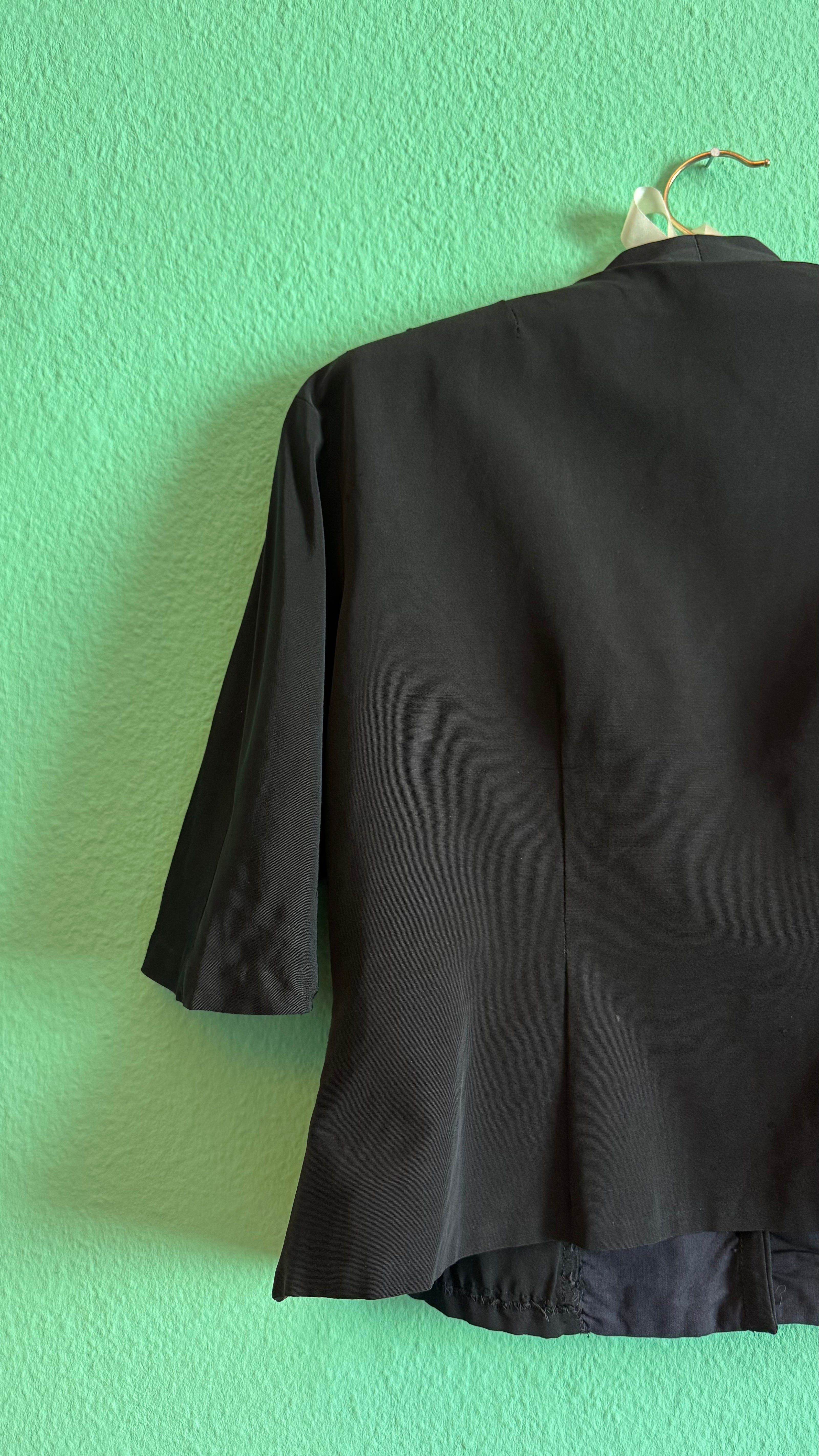 Vintage Estimated 1980s Black Beaded Synthetic Jacket